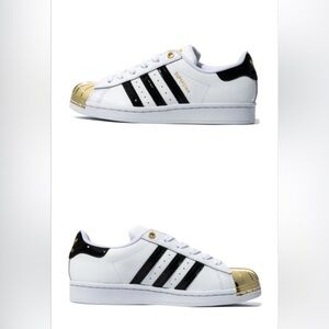 Adidas Superstar Metal Toe White and Gold Metallic
